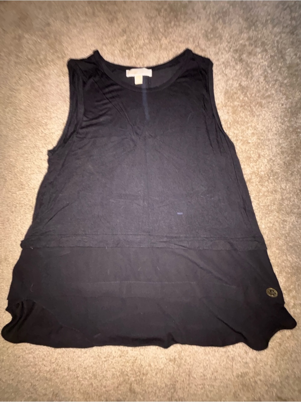 Michael Kors Black Layered Scoop Neck Tank